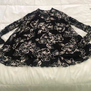 Free People oversized free style high low long sleeve blouse w V-neck front